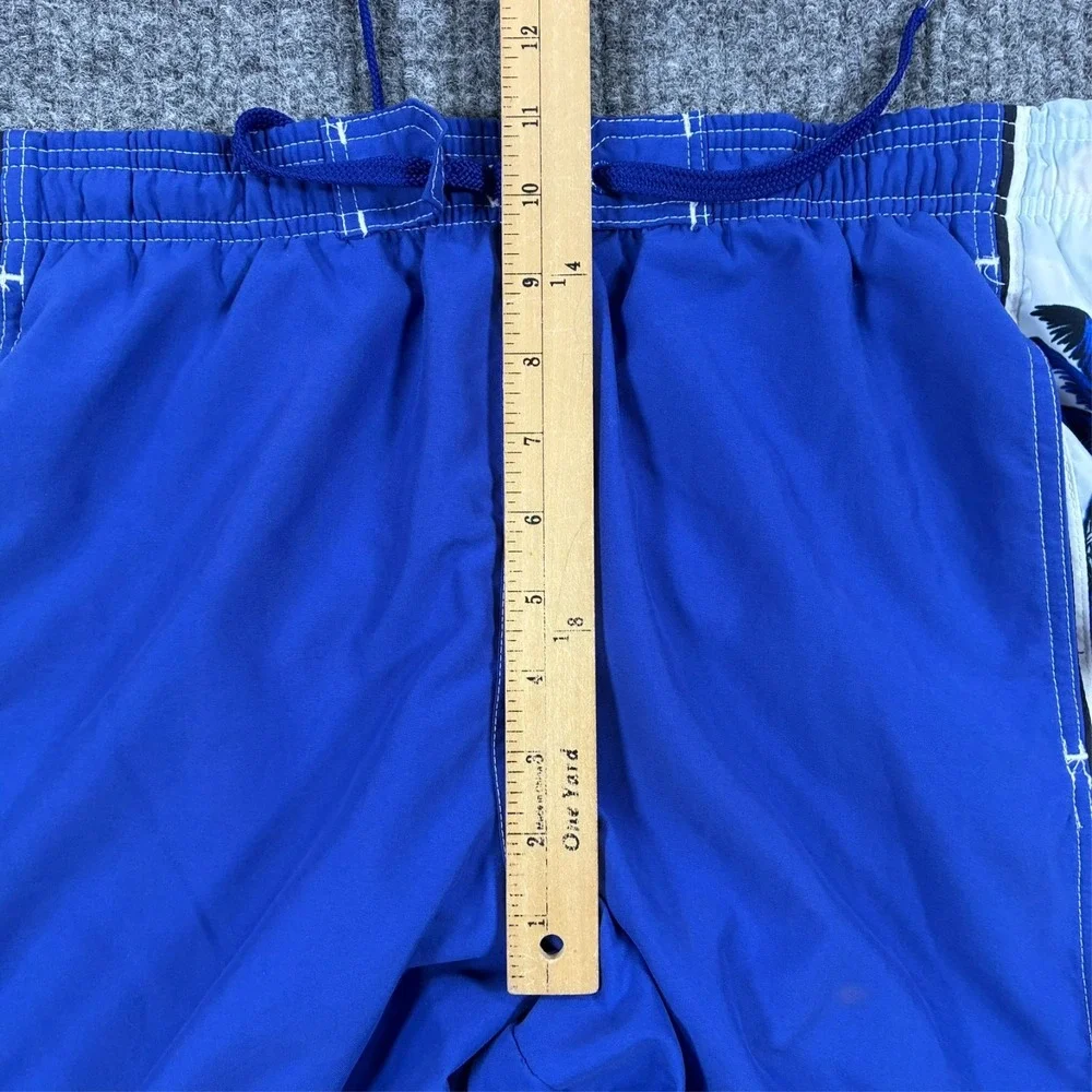 Speedo Mens Swim Trunks Large Blue Tropical Palm Tree Board Shorts Mesh Lined